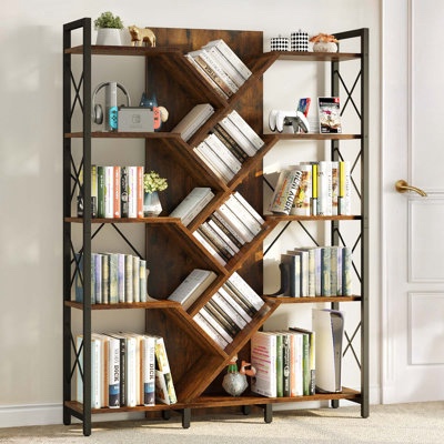 Mong 70" H x 54"W Display Shelves Wood Etagere Bookcase