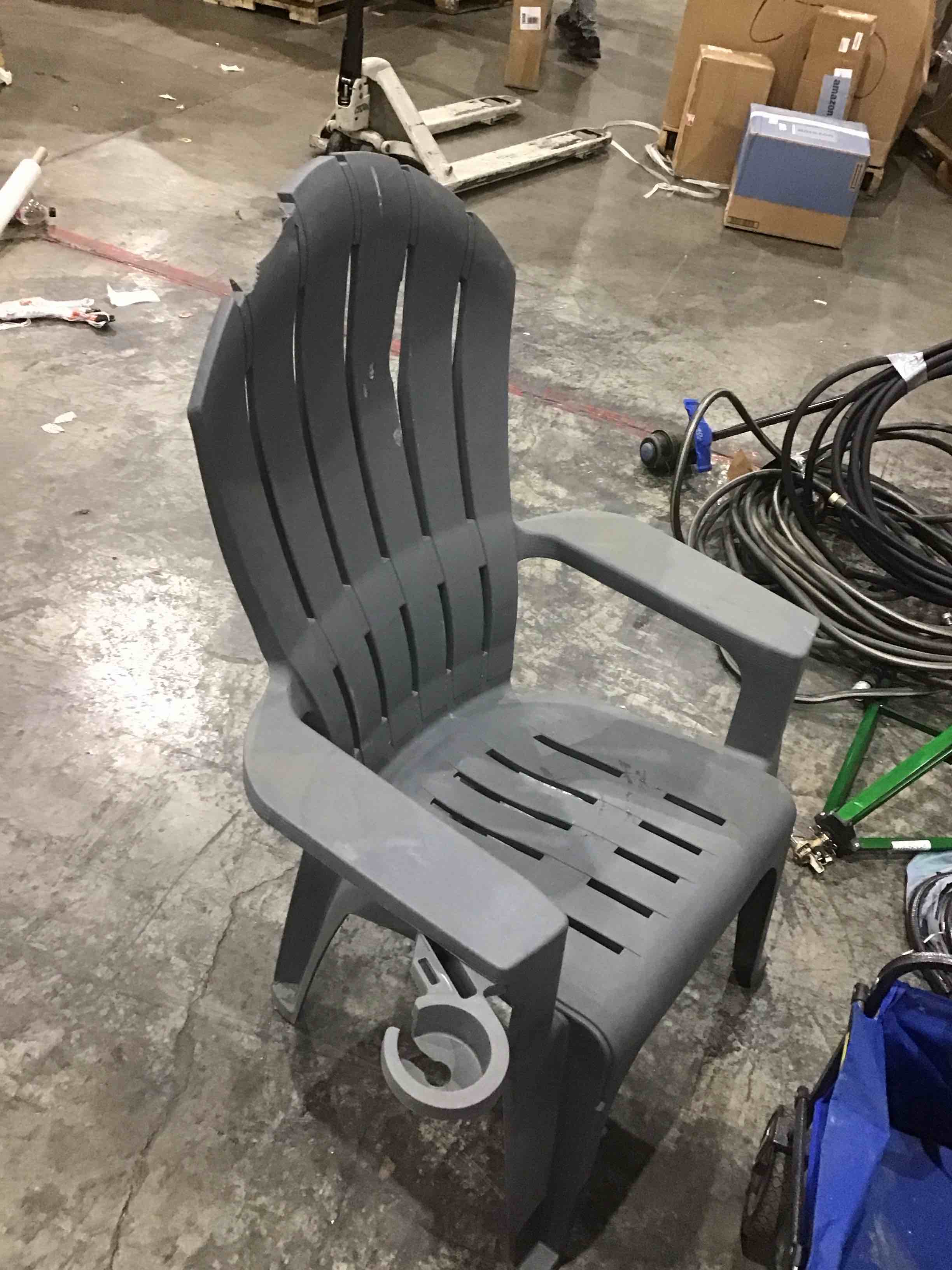 grey patio chair with cupholder