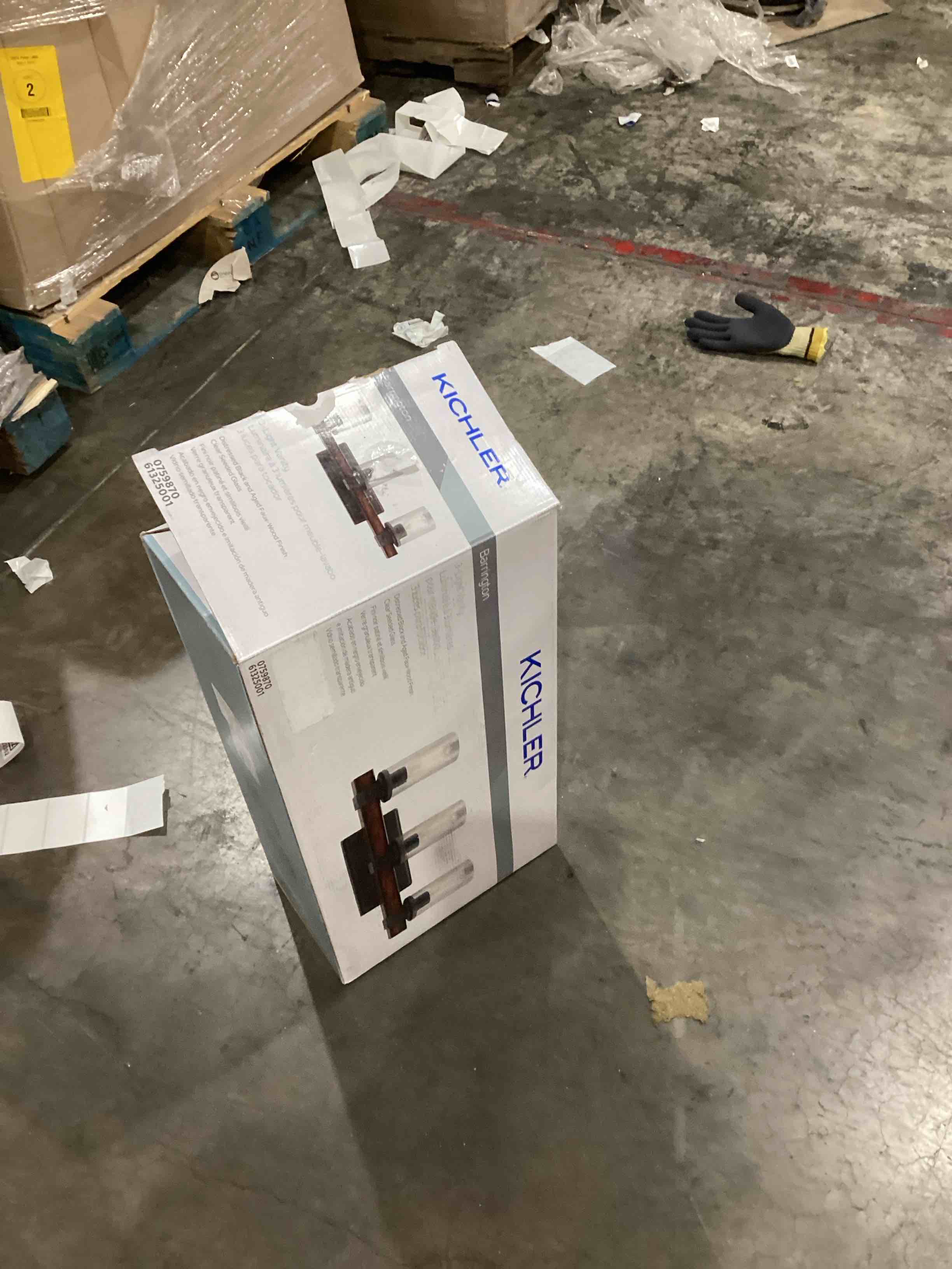 KICHLER 37418 3 Barrington Distressed Black and Wood Bathroom Vanity Light