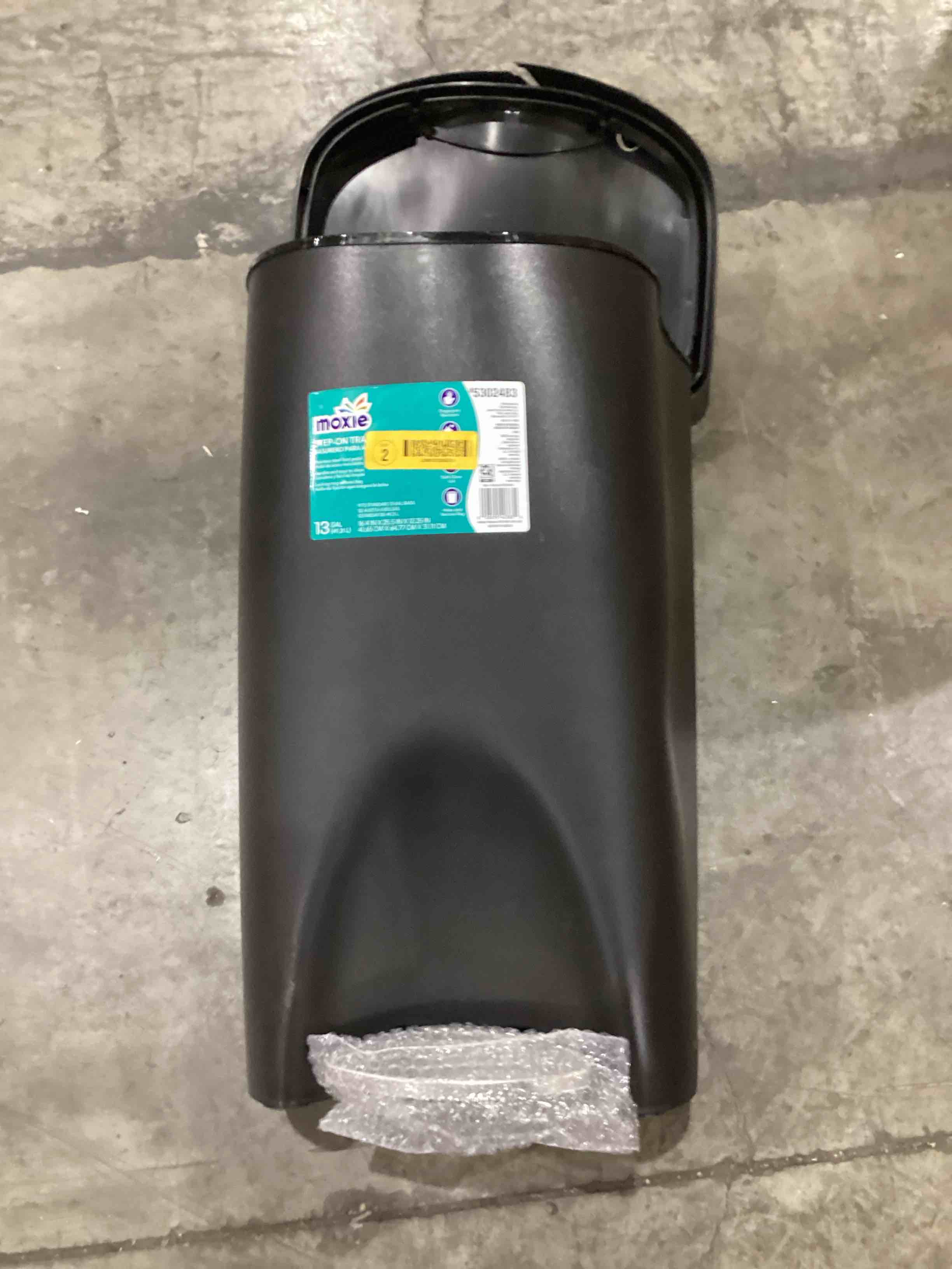 MOXIE 13-Gallon Black Plastic Indoor Kitchen Step Trash Can