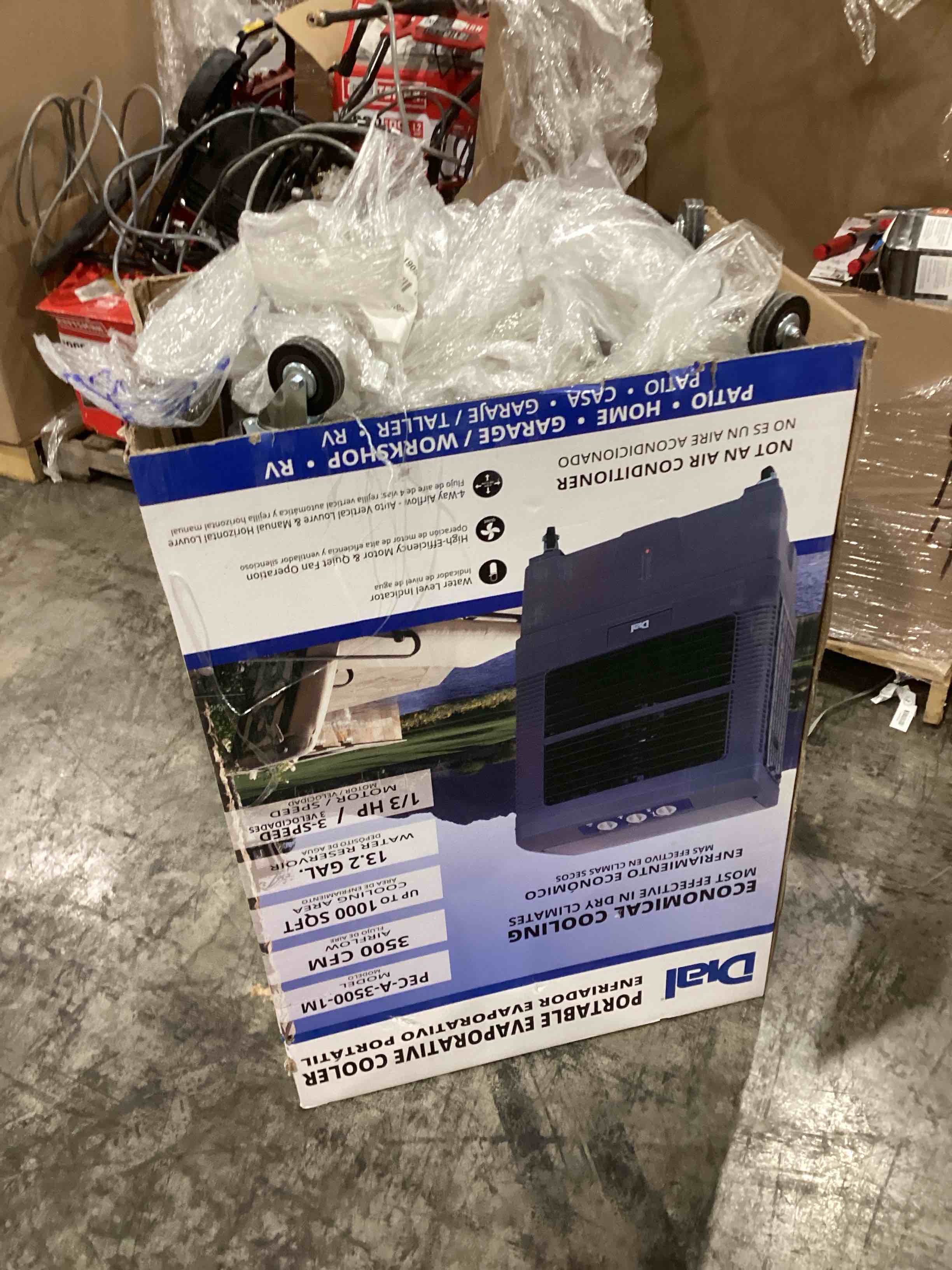 Portable Swamp Coolers - 3100 CFM MC37M Evaporative Air Cooler with 3-Speed Fan - Water Cooler Fan 950 sq. ft. Coverage High Velocity Outdoor Cooling Fan Swamp Cooler by Hessaire - Gray