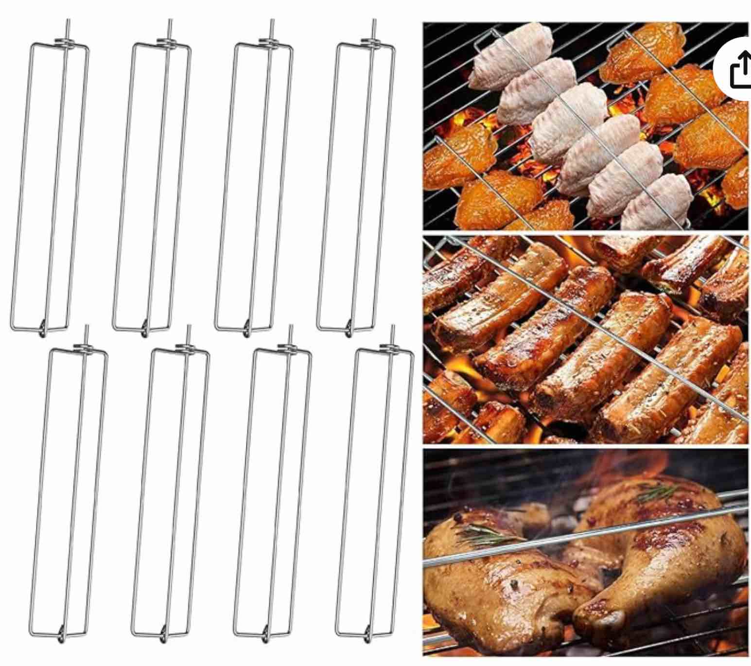 8 Pack Chicken Wing Rails for Grill, Clamping Wing Rails for Chicken Wings, BBQ Wing Rails for Grilling Tool Set Outdoor Picnic Camping Barbecue