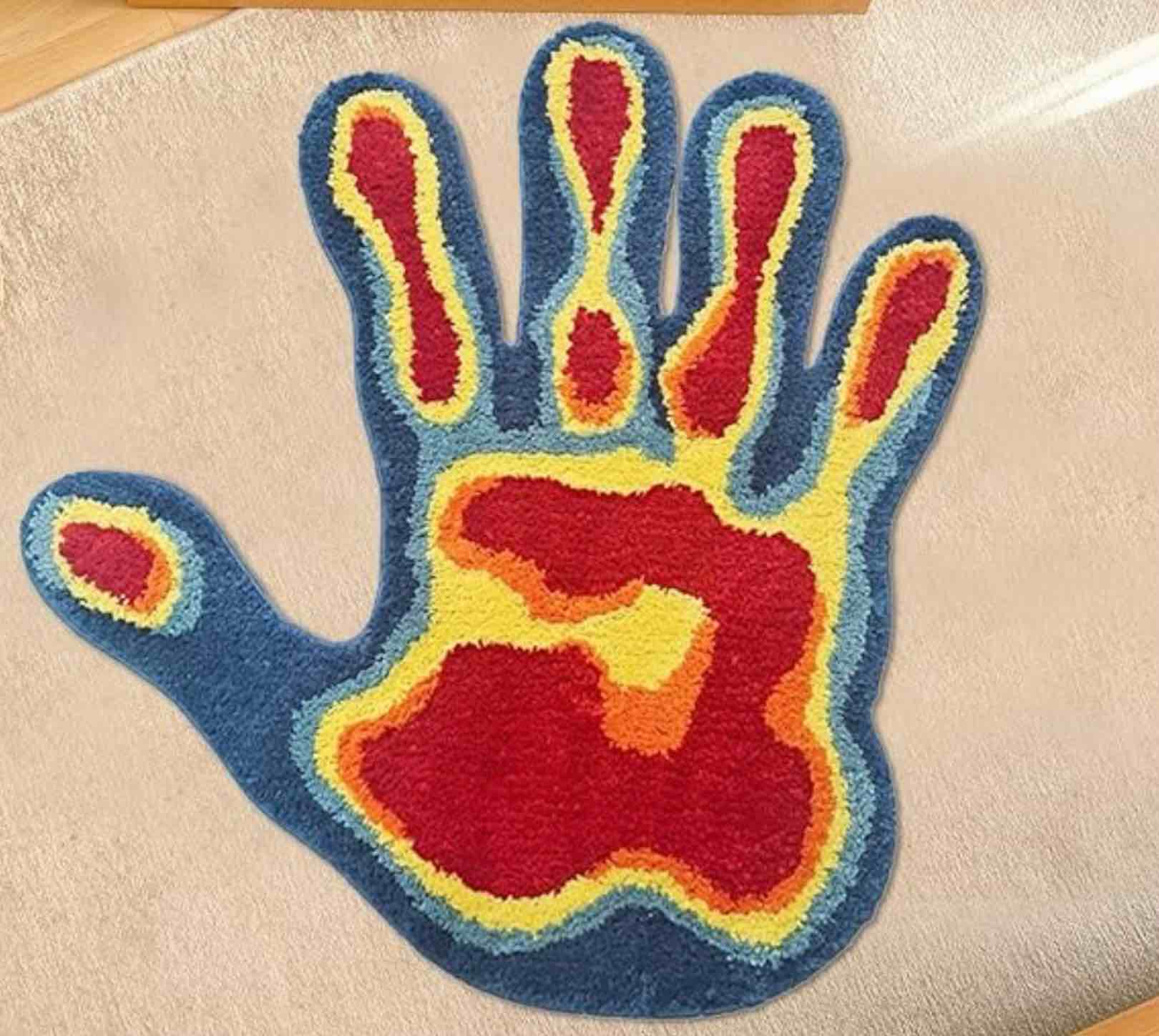 Hand Shaped Rug Fun Bedroom Rug Aesthetic Cool Bathroom Rugs Cute Cartoon Abstract Bathroom Mat Extra Soft Tufted Quick Dry Non Slip Bath Mats for Bathroom