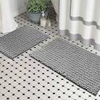  Zebrux Non Slip Thick Shaggy Modern Designed Chenille Bathroom Rugs, Bath Mats for Bathroom Extra Soft and Absorbent - Bath Rugs Set for Indoor/Kitchen (20 x 30 + 15 x 23, Light Grey)
