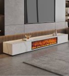 70" Floating Fireplace TV Stand for TVs up to 80", Wall Mounted Media Console with LED Lights