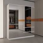 Elegant Full-Length Mirrored Wardrobe With Dual Compartments And Multiple Drawers