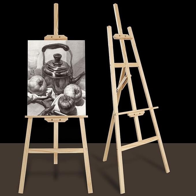 59.1 Inch Wooden Easel Stable Art Easel Portable Folding Easel for Painting and Drawing Exhibitions
