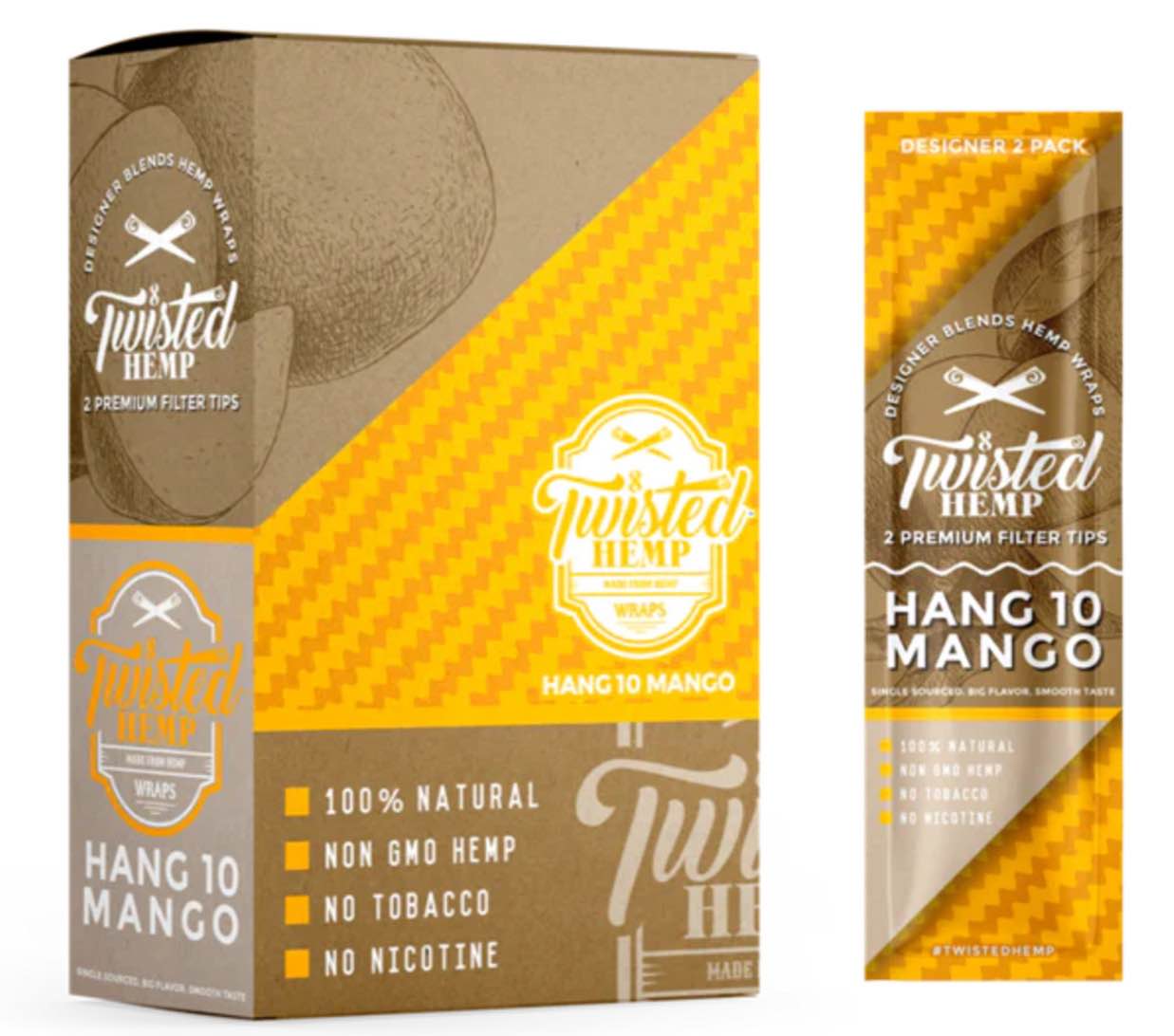 Twisted Hemp Designer Blends Premium Hemp Wraps (hang 10 Mango)