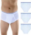3-Pack Men's Super Absorbency Washable Reusable Bladder Control Briefs White 1X (Waist 42-44)