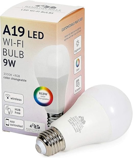 LED Multi Color Smart Bulb - Alexa Certified Standard Universal A19 E26 Dimmable Color Adjustable Lightbulb WiFi Enabled No Hub Required 3000K White