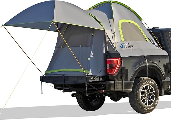 JoyTutus Pickup Truck Tent, Waterproof PU2000mm Double Layer for 2 Person, Portable Truck Bed Tent, 5' Camping Preferred - Green