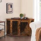 Bromborough Corner Dog Crate Furniture, Wooden Dog Kennel End Table With Mesh, Decorative Pet Crate Dog House For Large/Medium/Small Dog Indoor Use
