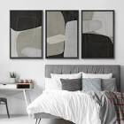 " Mid Century Modern Green Color Block Abstract Shapes Illustrations Art Decor Chic Bedroom Office " 3 - Pieces