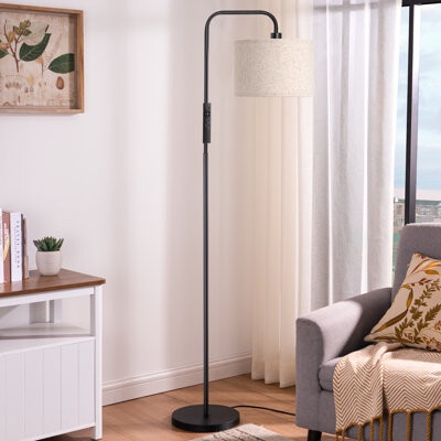 Ellingsworth 63'' Arched/Arc Floor Lamp with Dimmable Bulb and Remote Control