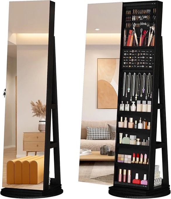 360° Swivel Jewelry Cabinet With Full Length Mirror