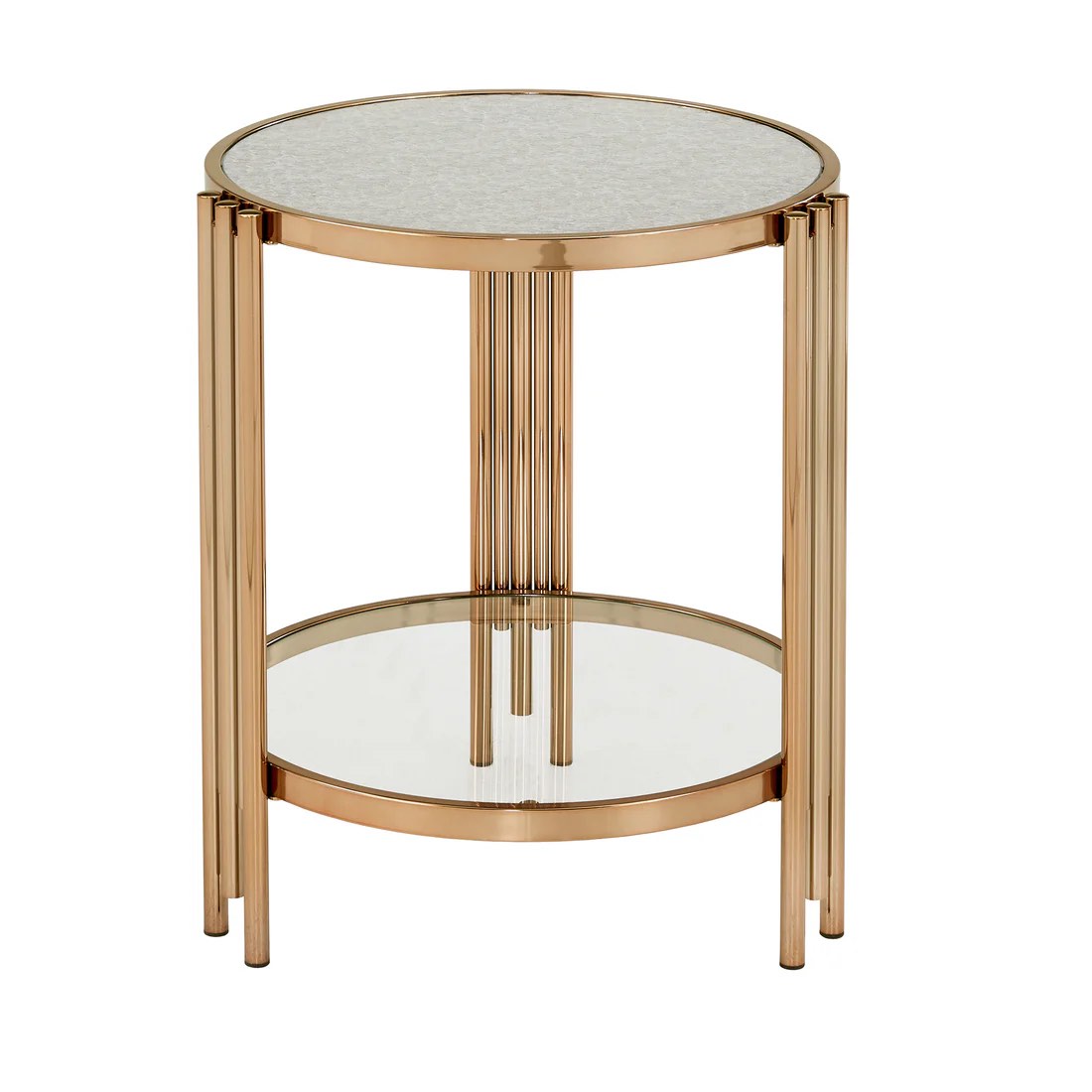 2 - Piece Champagne Gold Finish with Textured Glass Coffee Table Set