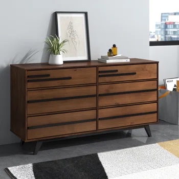 Amiliya Modern Solid Wood Detailed 6-Drawer Dresser