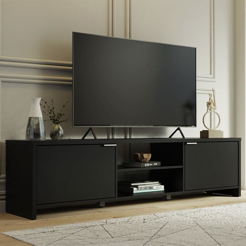 TV Stand Large Media Console with Cable Management for 65, 75 Inch Media Storage Gaming Living Room Entertainment Center Modern Wooden Television Cabinet