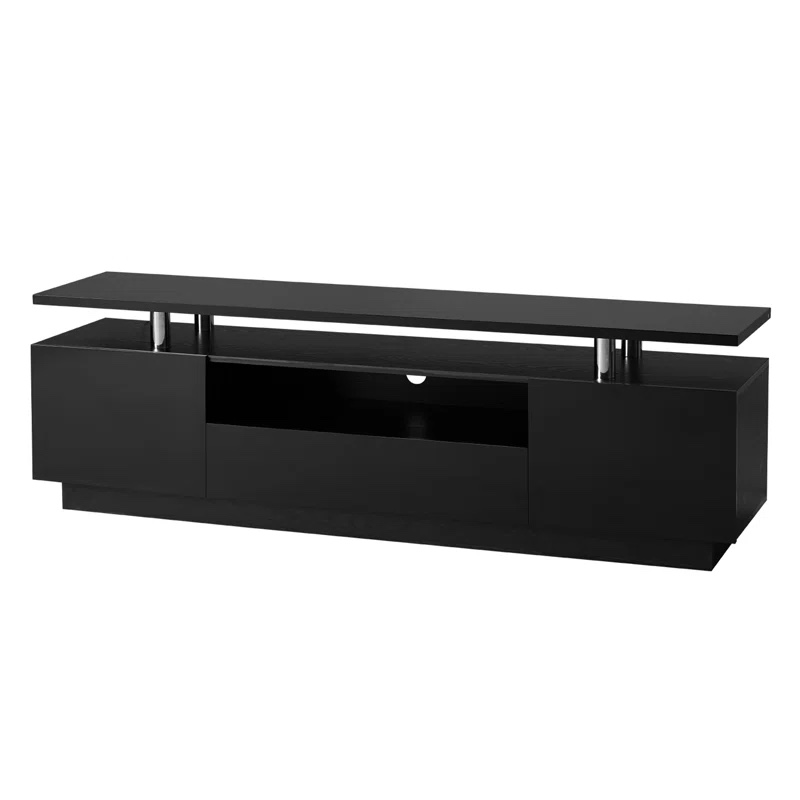 ( incomplete)Bhhatu 70" High Gloss Tv Stand With Led Lights, 2 Tier Tv Console Table For Tvs Up To 80in, Modern Entertainment Center With Storage Cabinet & Open Shelf, Living Room