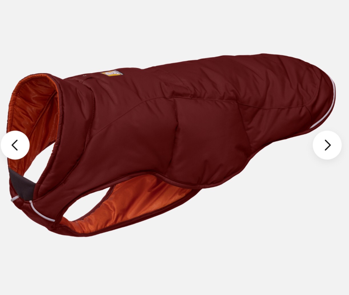 size small ruffwear quince Insulated dog jacket in fired brick
