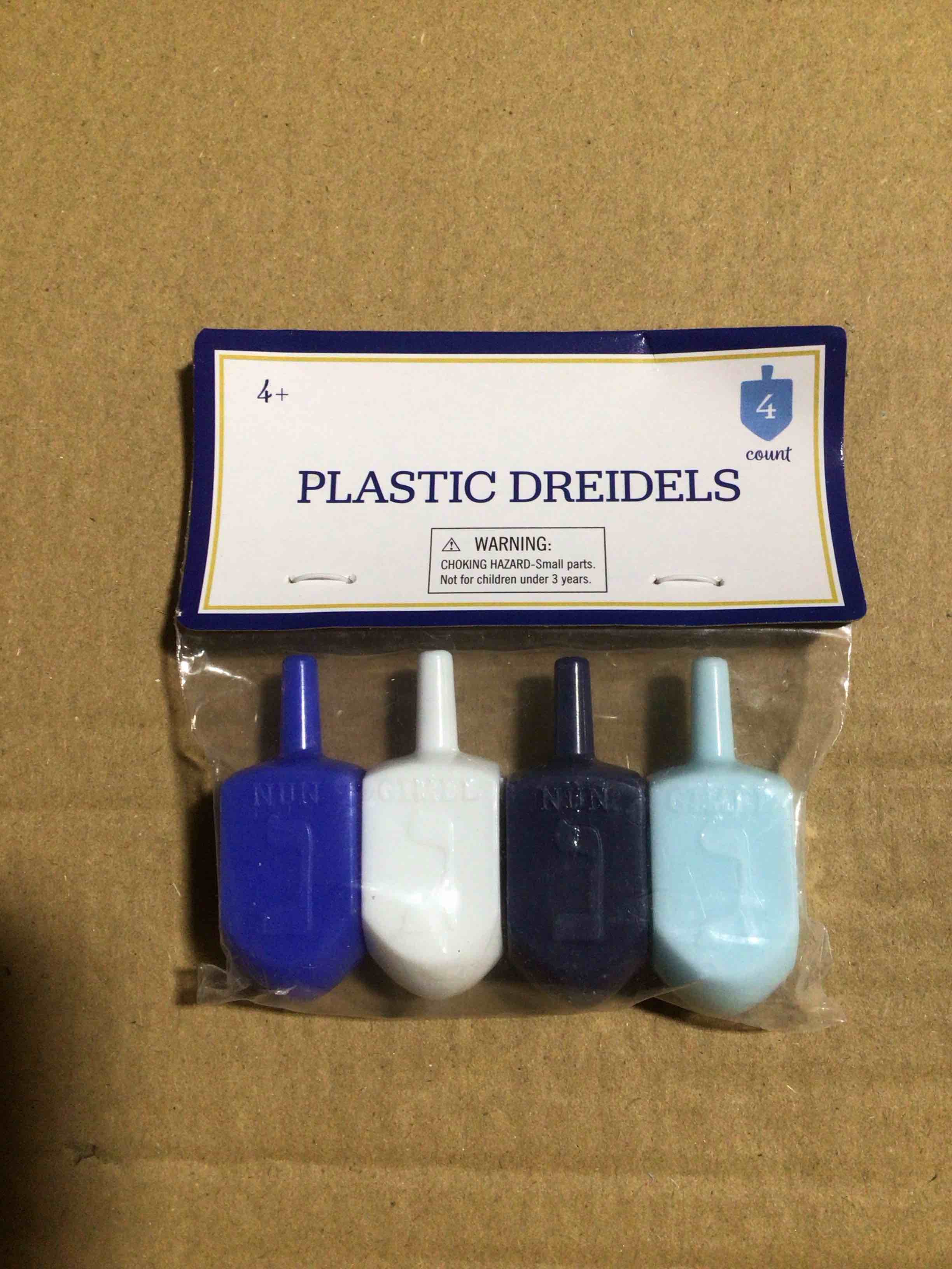 The Dreidel Company 4 Pack Hanukkah Blue and White Plastic Pastel Colored Dreidels, for Children, Boys and Girls, Party Favors
