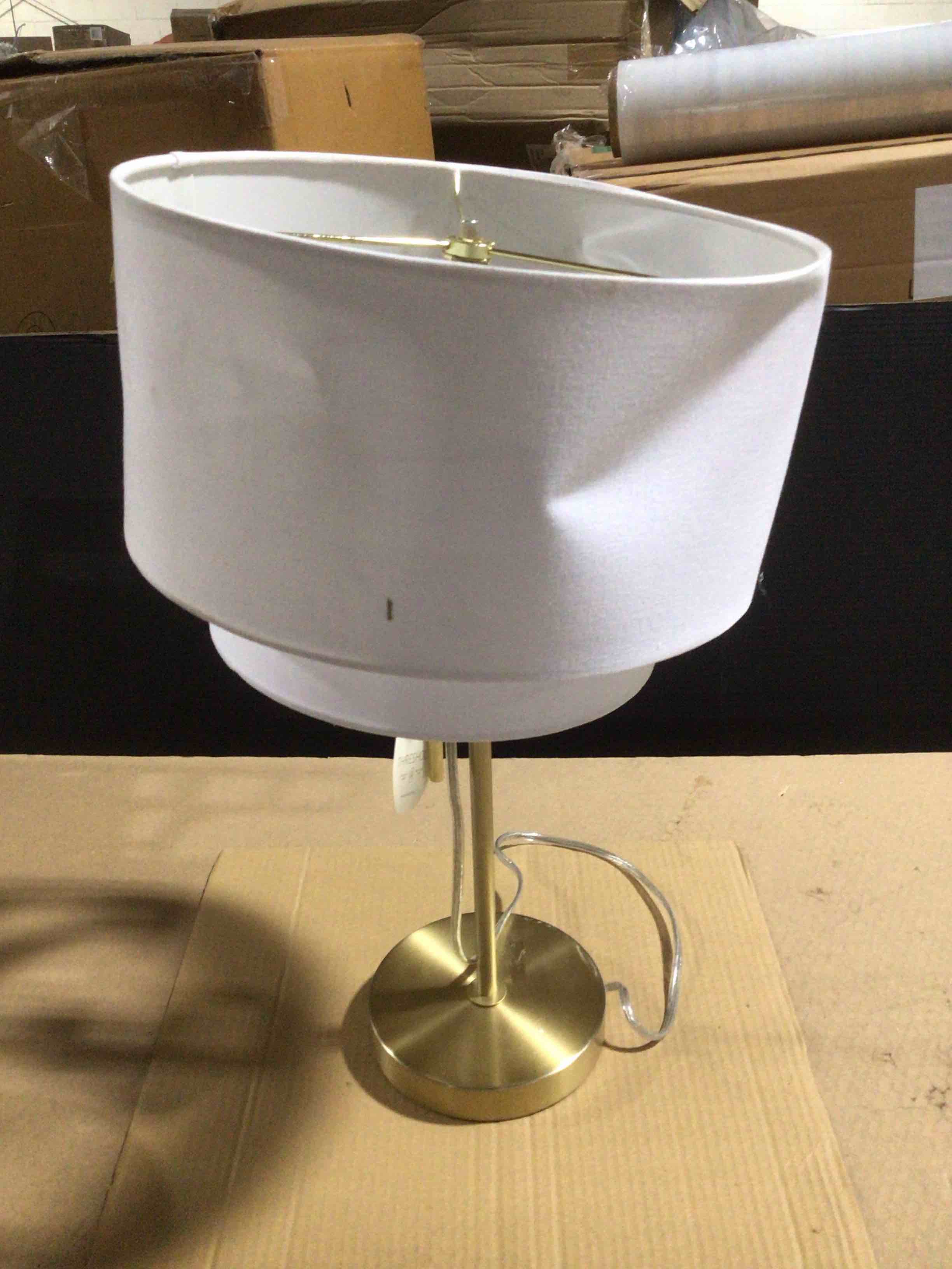Condition photo showing As Is for Double Shade Knurled Collection Table Lamp Gold - Threshold