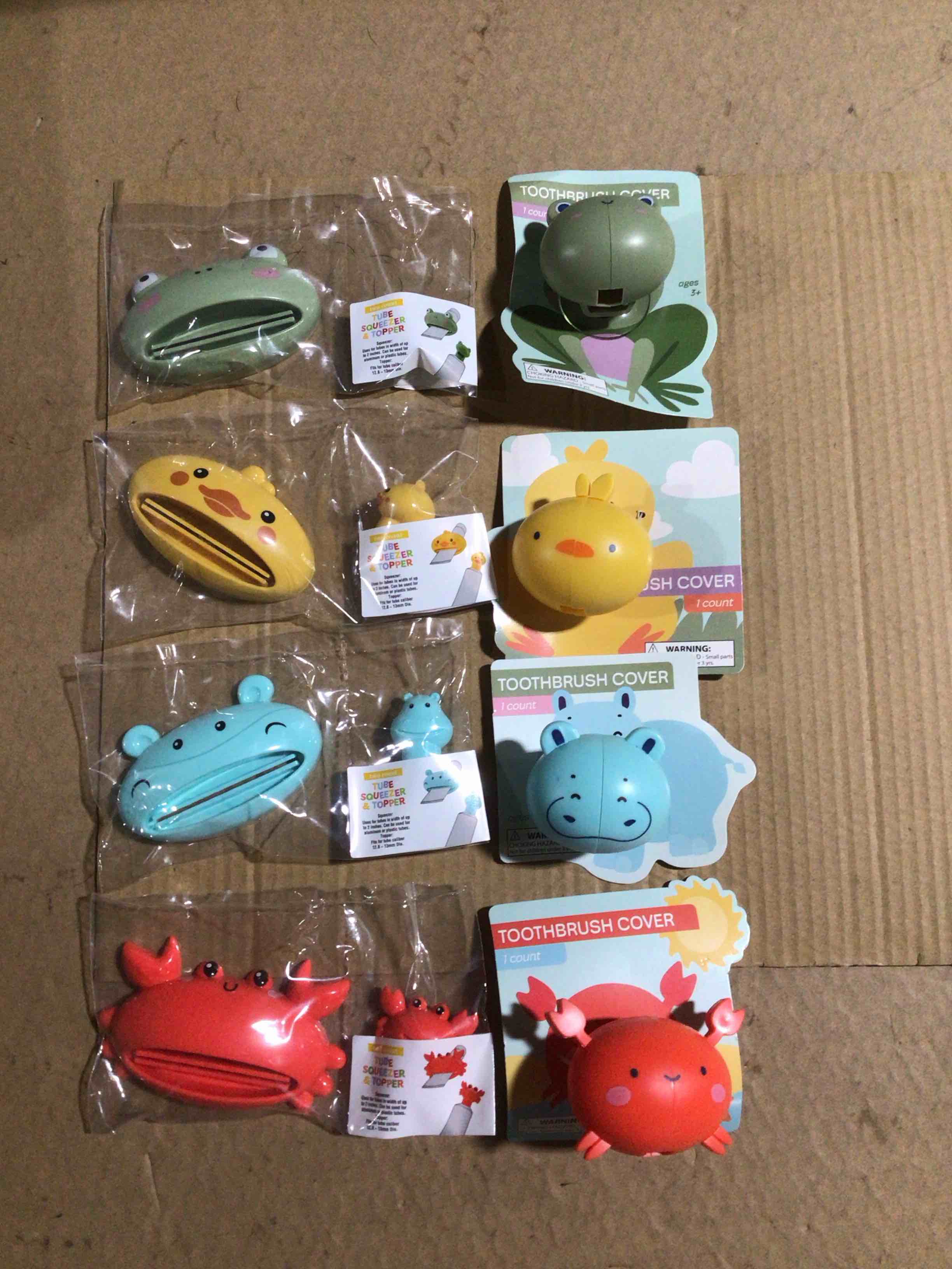 kids bathroom accessories, toothbrush cover, tube squeeze and toppers 