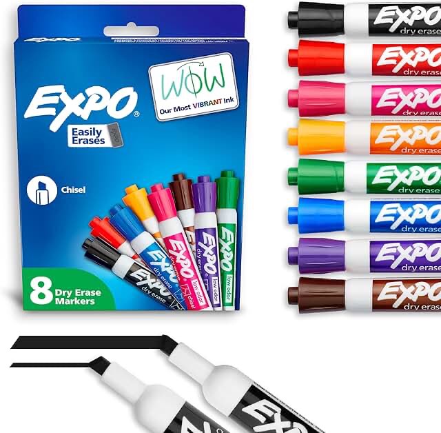 expo dry erase markers  chisel tip  assorted colors  8 count