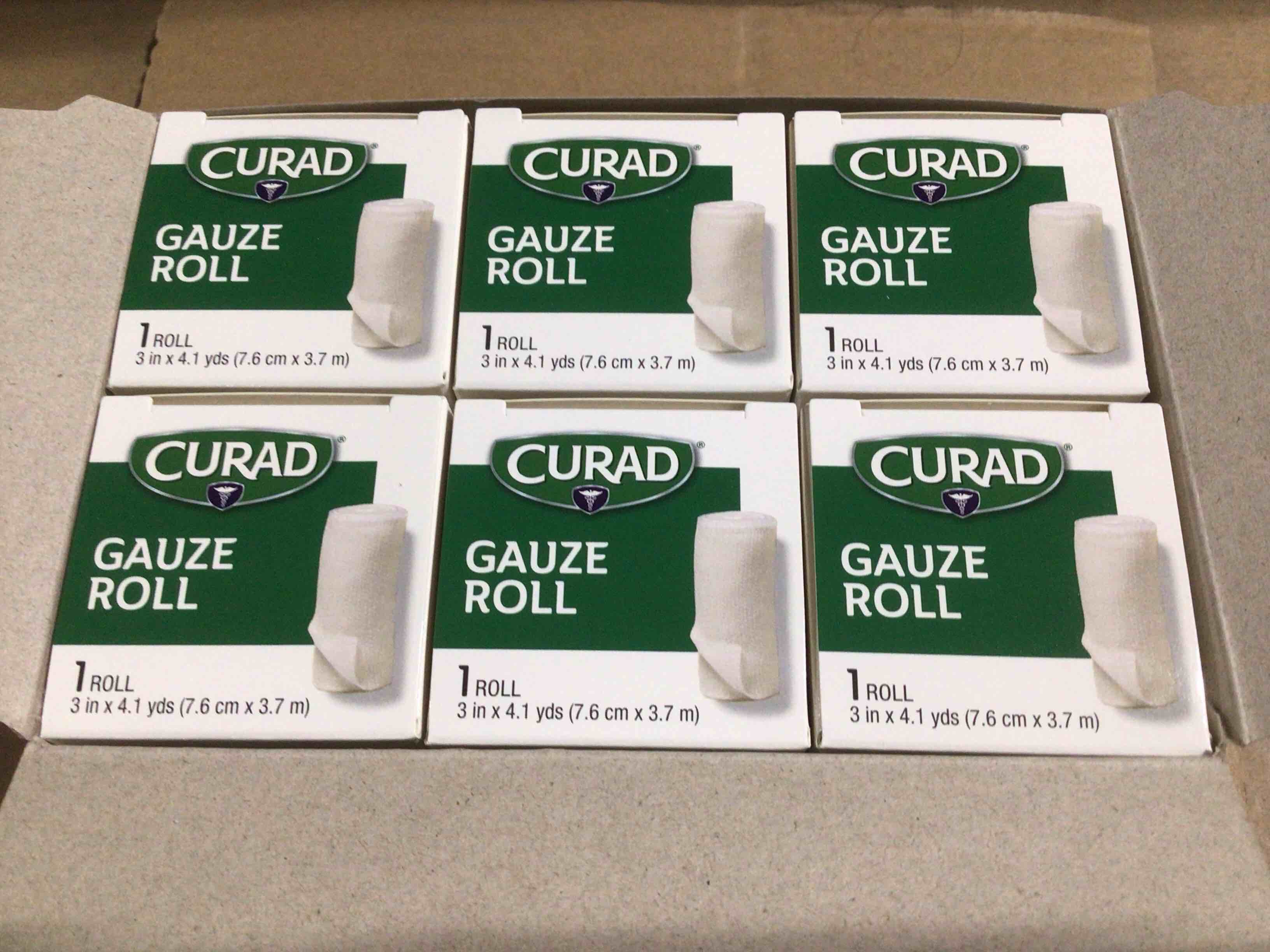 6 Pack of Curad Cotton Bandage Roll, 3" X 4.1”
