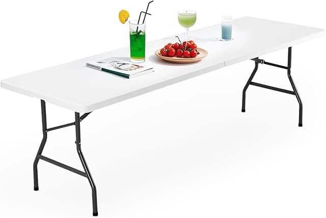 8Ft White Folding Table 