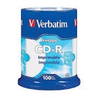 verbatim® cd-r printable disc spindle white pack of 100