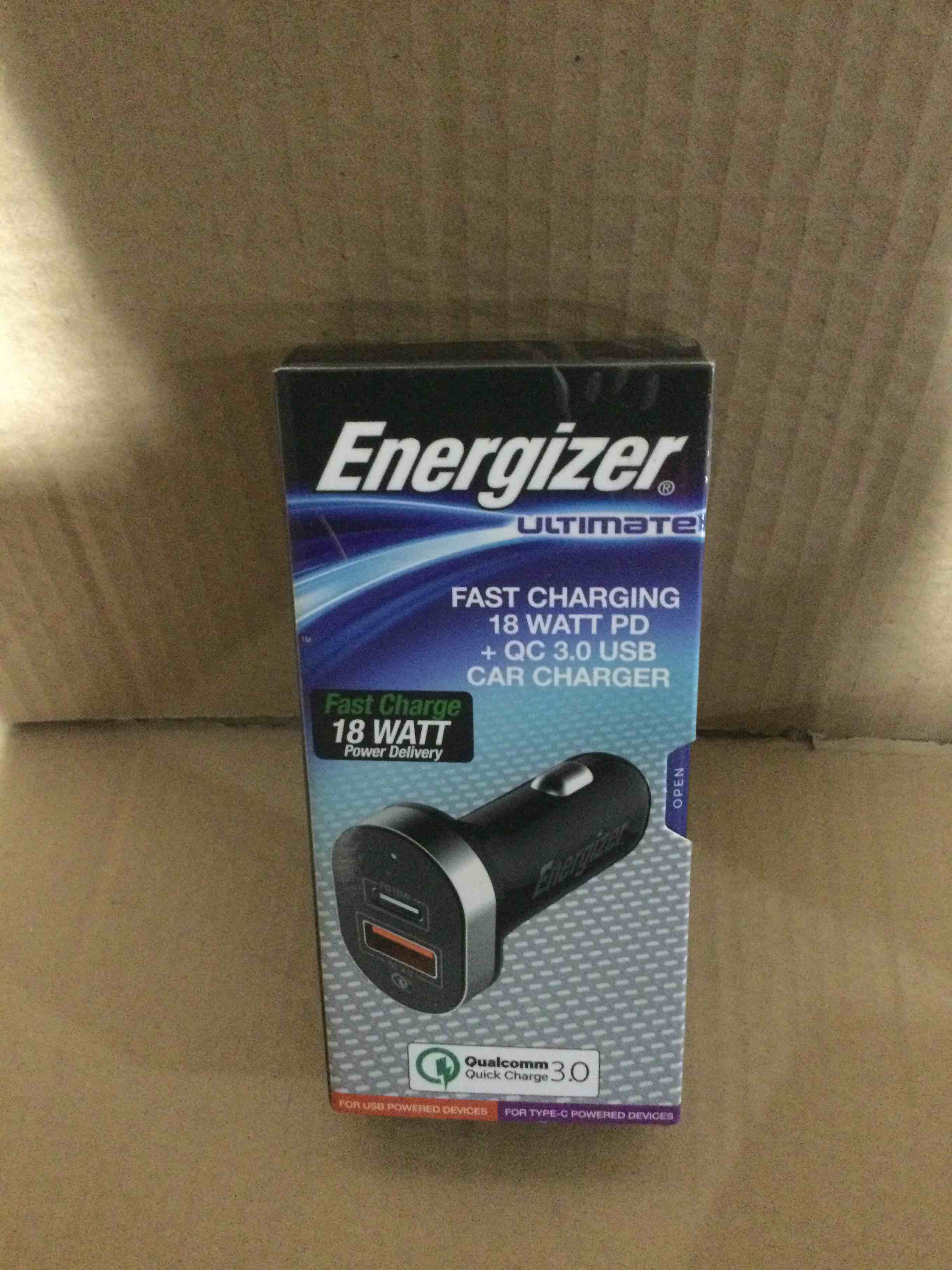 Condition photo showing Good Condition for lot of 2 Energizer 18 Watt 3.0 Car Charger Black