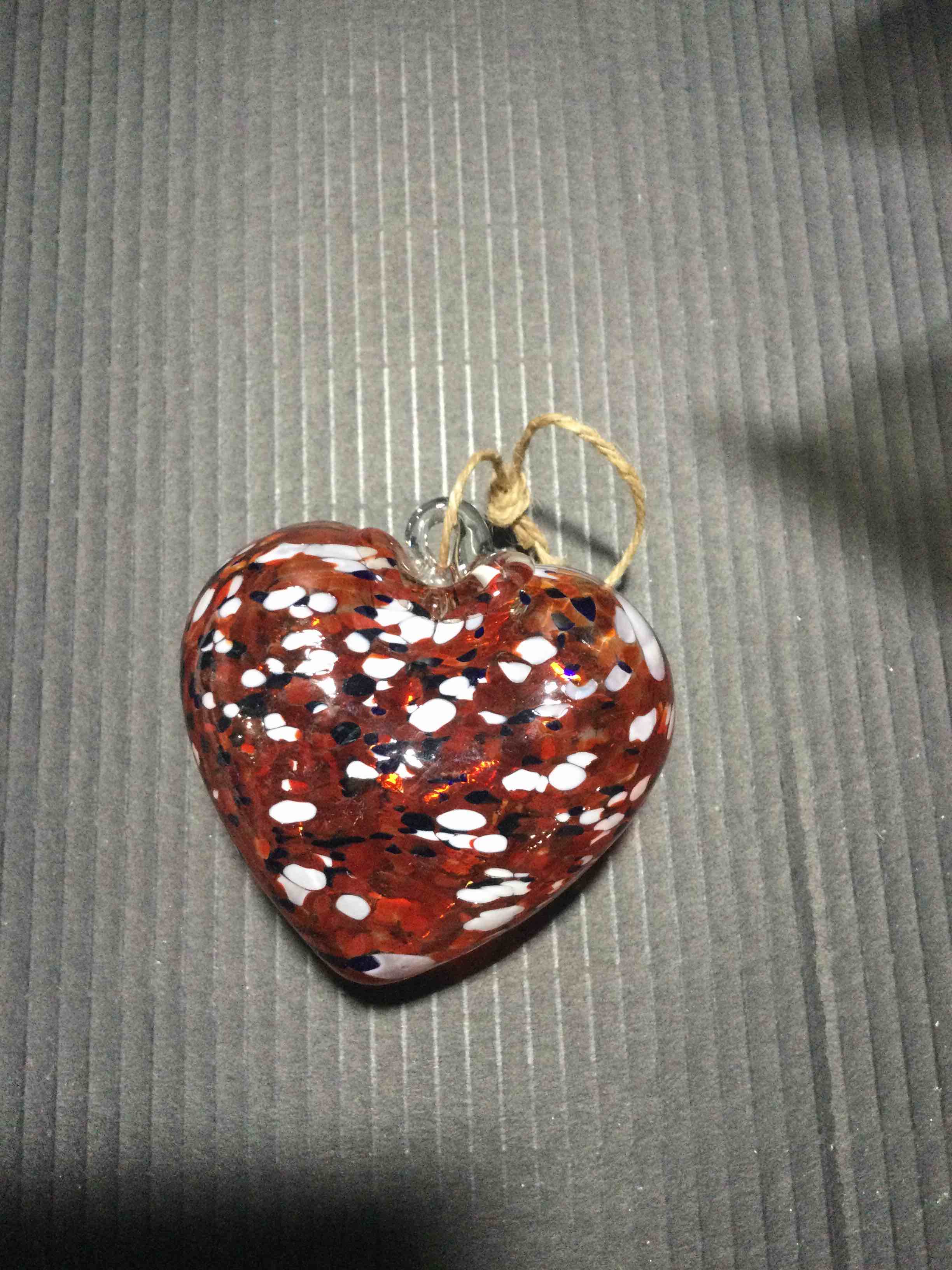 hearts hand blown glass red ornament