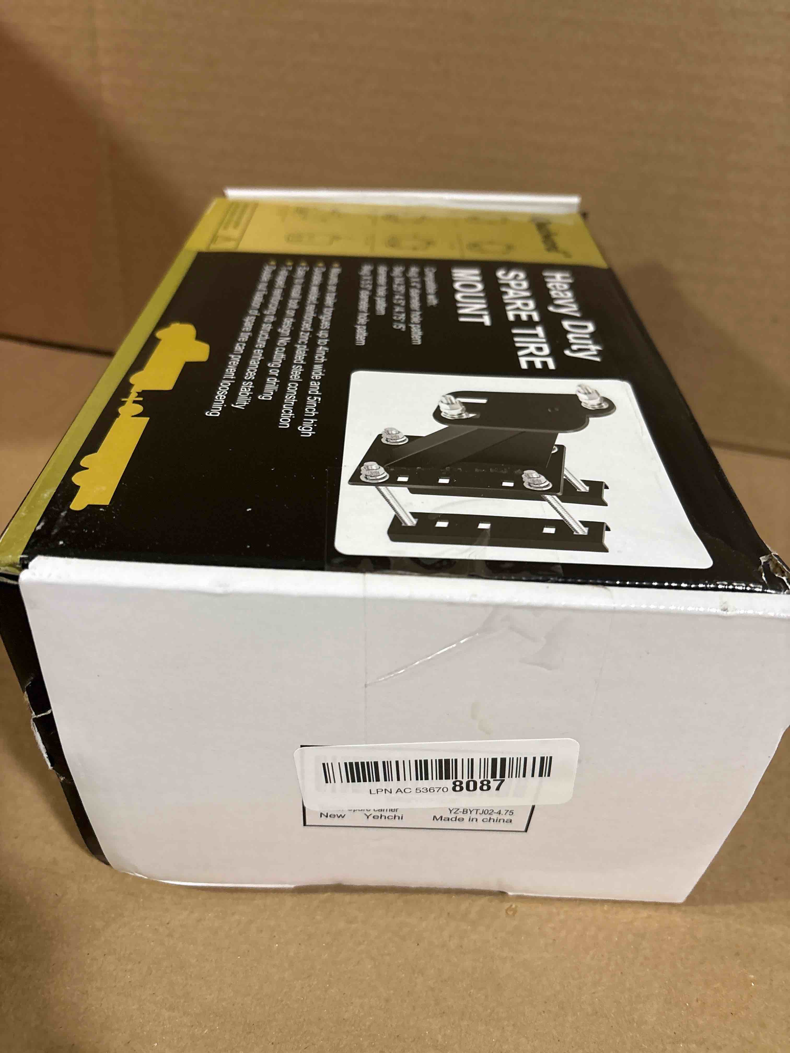 Condition photo showing New/Like New for Qualward Spare Tire Mount Bracket for Trailer, Spare Tire Carrier Powder Coat Steel Black, Fits Most 4 & 5 & 6 Lugs Wheels on 4", 4.5'', 4.75'', 5" or 5.5" Bolt Patterns 2 Nut 4- 5.5 Inch