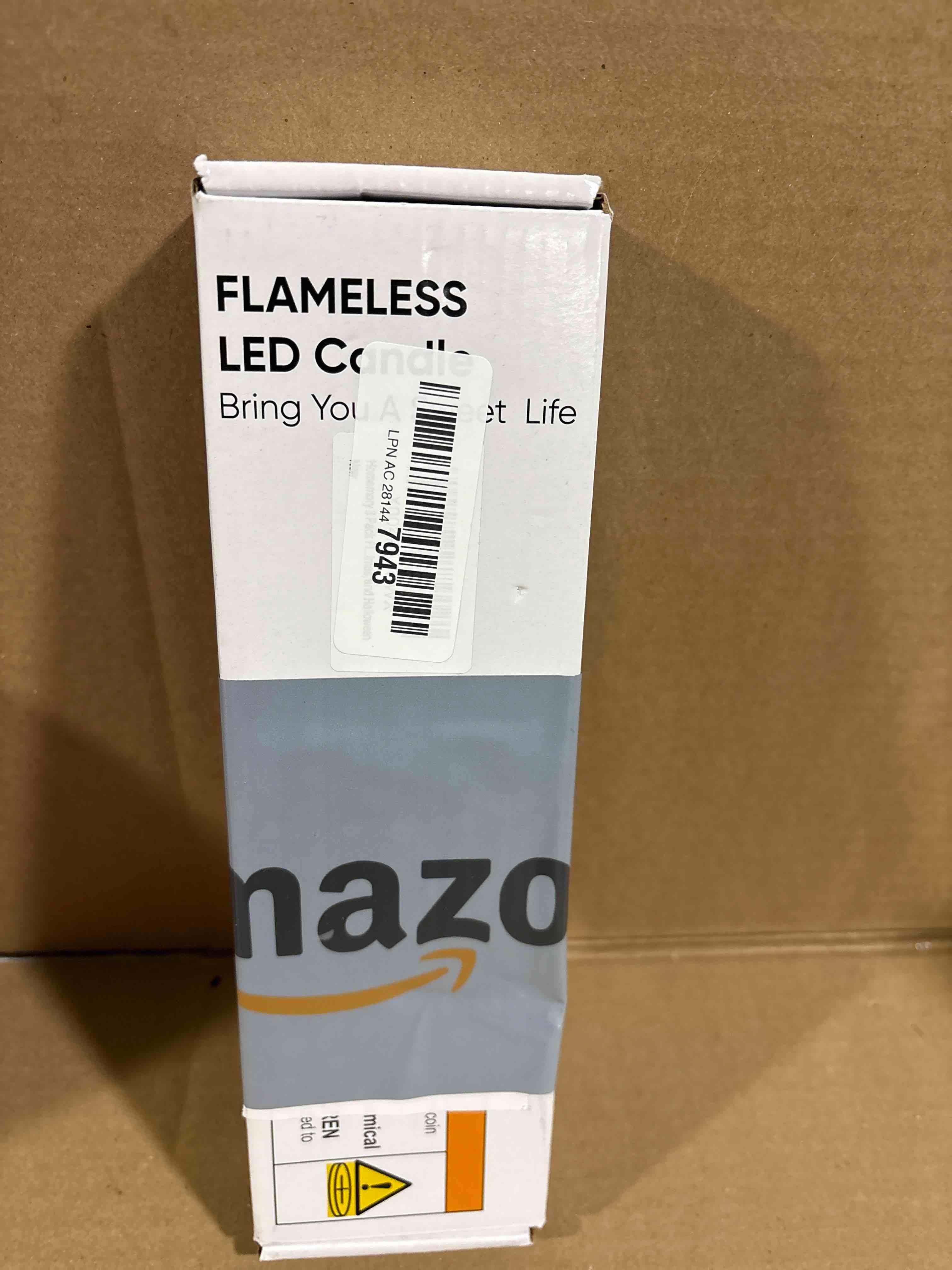 Condition photo showing New/Like New for Homemory 3 Pack Flameless Taper Candles, No Remote, Realistic Flickering Battery Operated Candlesticks, Ivory LED Plastic Candle Safe for Weddings, Table Decor, Christmas, and Halloween Ivory 3