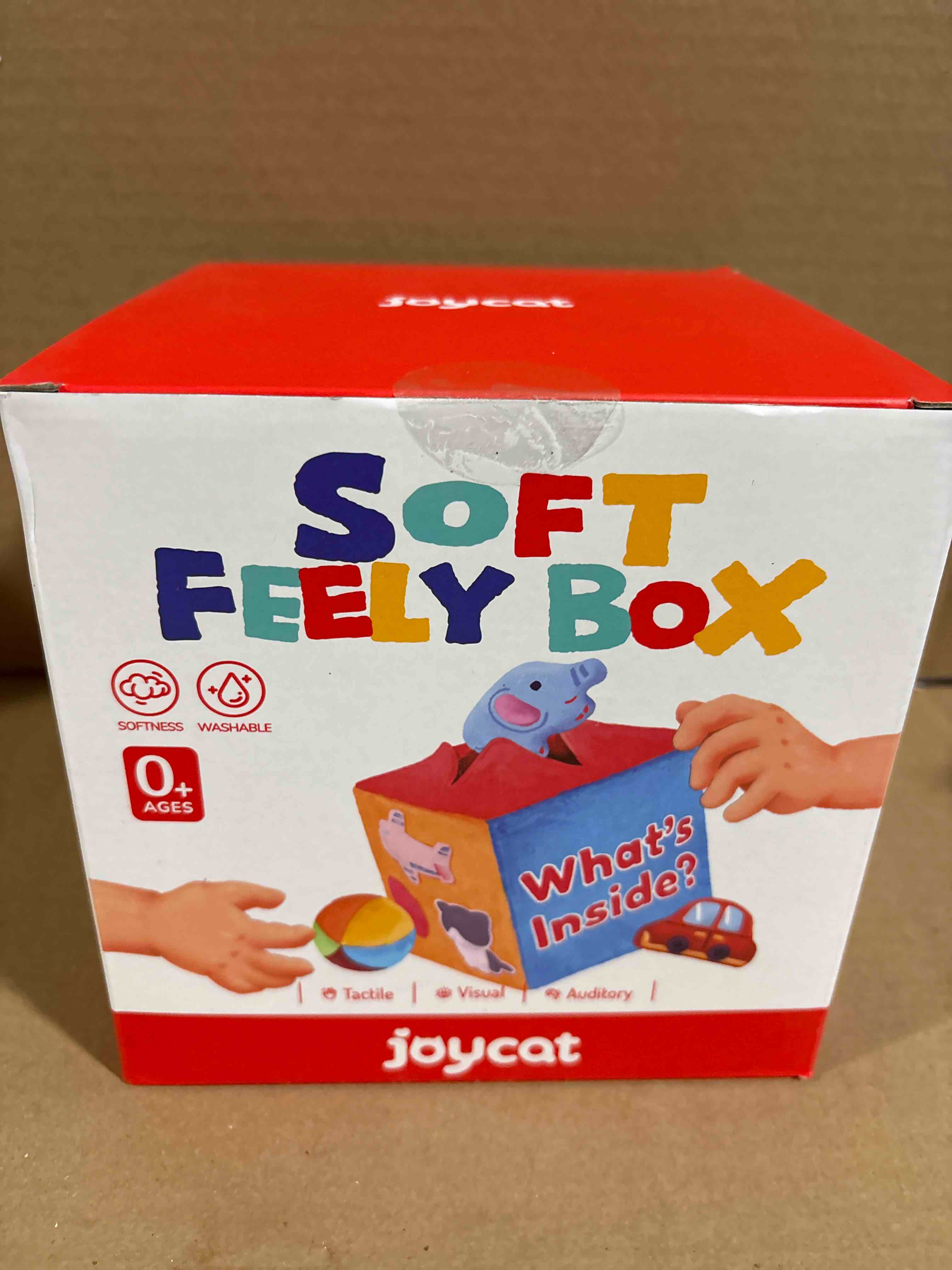 Condition photo showing New/Like New for JoyCat Baby Toys 6-12 Months - Mystery Soft Box with 10 Sensory Objects, Rattle, Crinkle Paper, Mirror - What's Inside Box Infant Gifts, Soft Busy Toys 1-2 - Baby Birthday Gifts Boy Girl Chirstmas Medium Box(10 Objects)