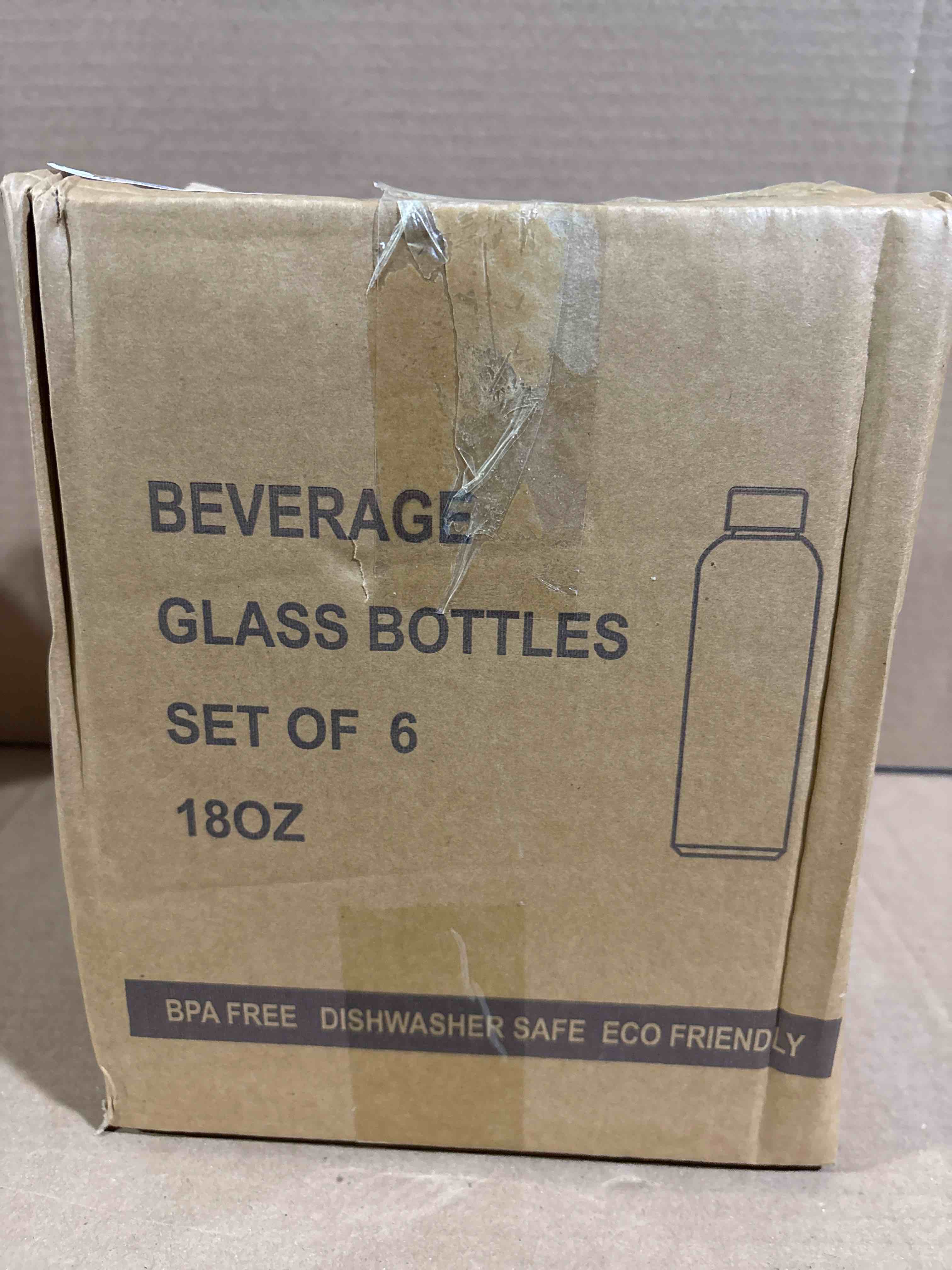 Condition photo showing New/Like New for PROBTTL 18 oz Glass Juice Bottles with Lids - Refillable Clear Glass Water Bottles with Stainless Steel Airtight Caps, Drinking Juice Containers - Reusable, Dishwasher Safe, Leak Proof, 6 Pack Clear - 6 pack 18 Ounces