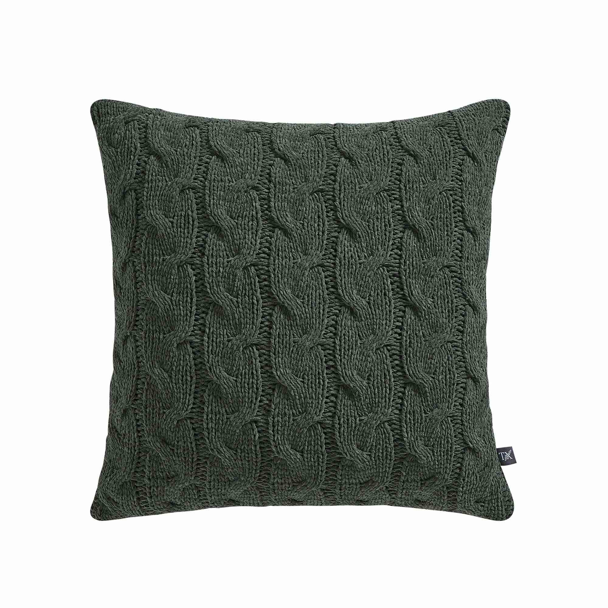 My Texas House Monte 20" x 20" Green Chenille Cable Knit Decorative Pillow