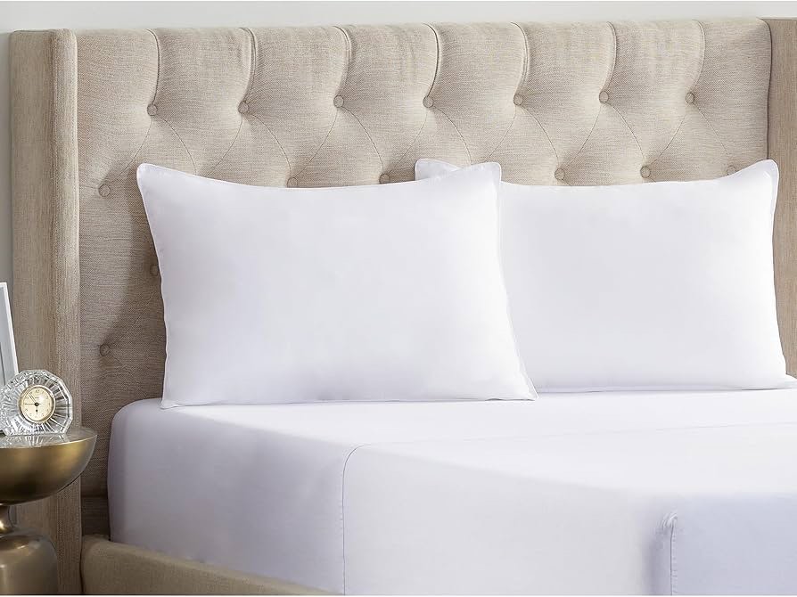 1 pack Serta Simply Clean Soft Stain-Resistant Down Alternative Soft/Medium Bed Pillows for Sleeping King, White