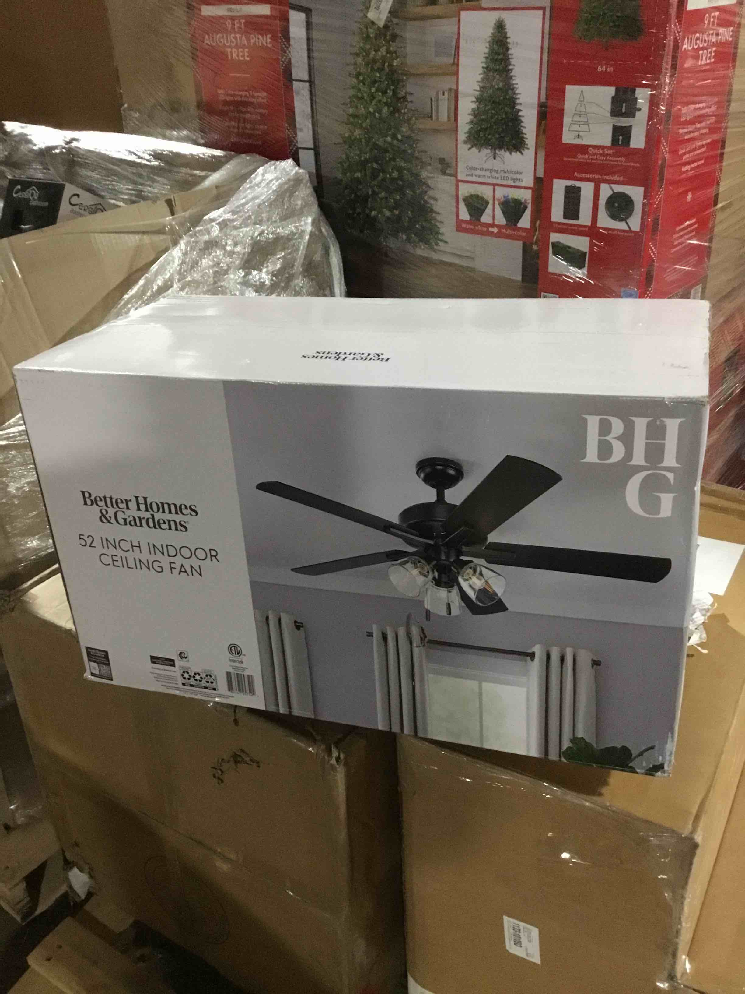 Condition photo showing New/Like New for Better Homes & Gardens Bennett 52   Black Ceiling Fan with LED Light Kit 5 Reversible Blades