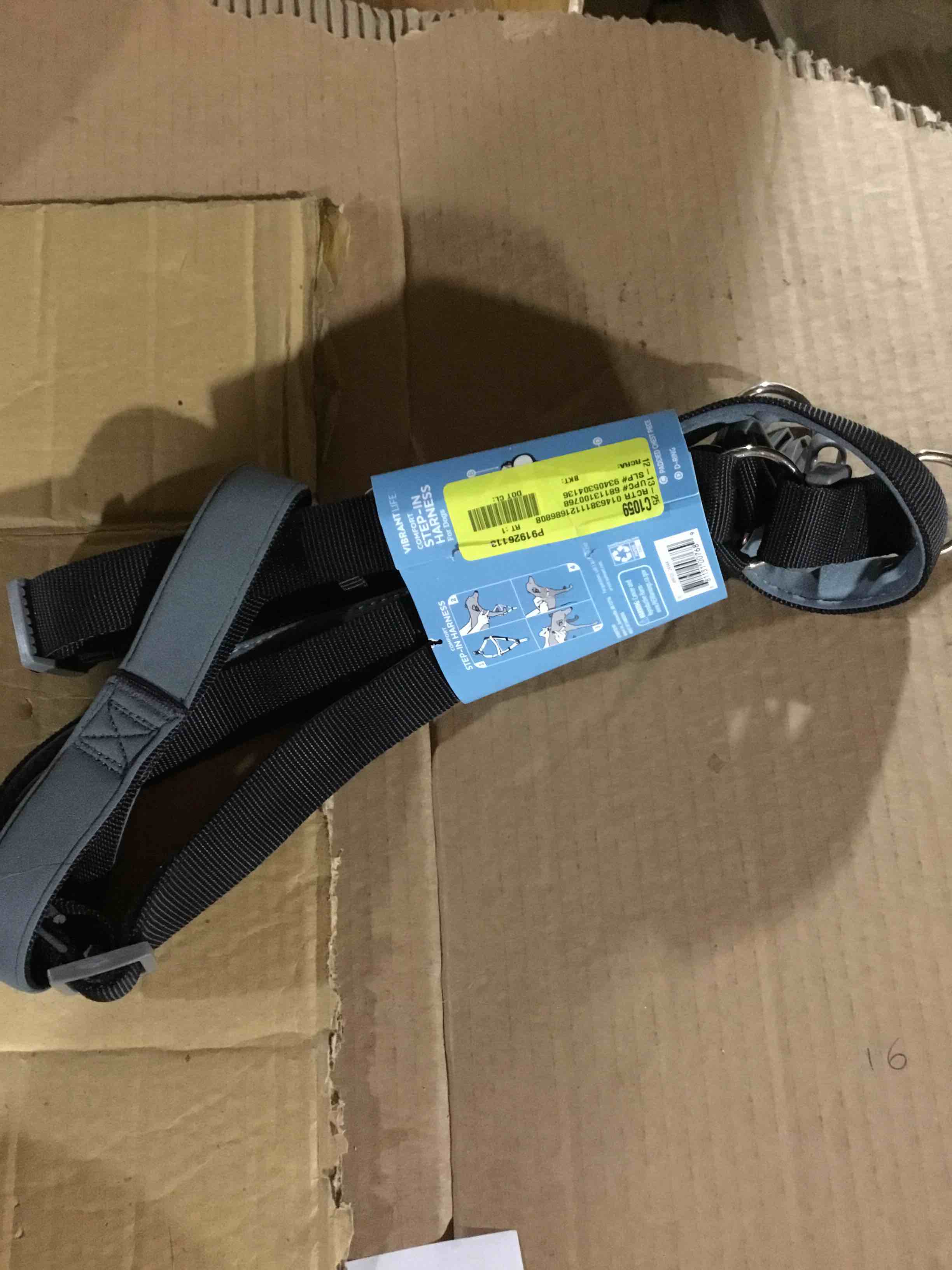 Condition photo showing New/Like New for Vibrant Life Polyester Comfort Step-In Dog Harness  Black  XL