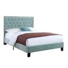 TWIN UPHOLSTERED HEADBOARD-FOOTBOARD-RAILS-LIGHT BLUE