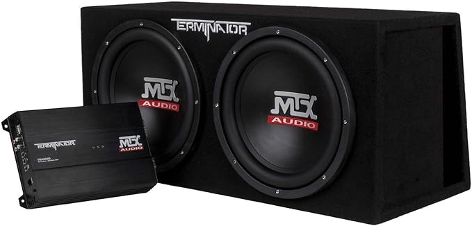 MTX TNP212DV 12-Inch 2000-Watt Dual Loaded Vented Subwoofer Enclosure with Amplifier, Black