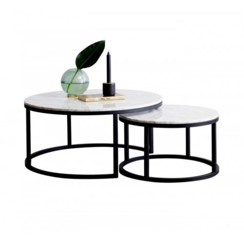 COFFEE TABLE ROUND SET OF 2 POLISHED