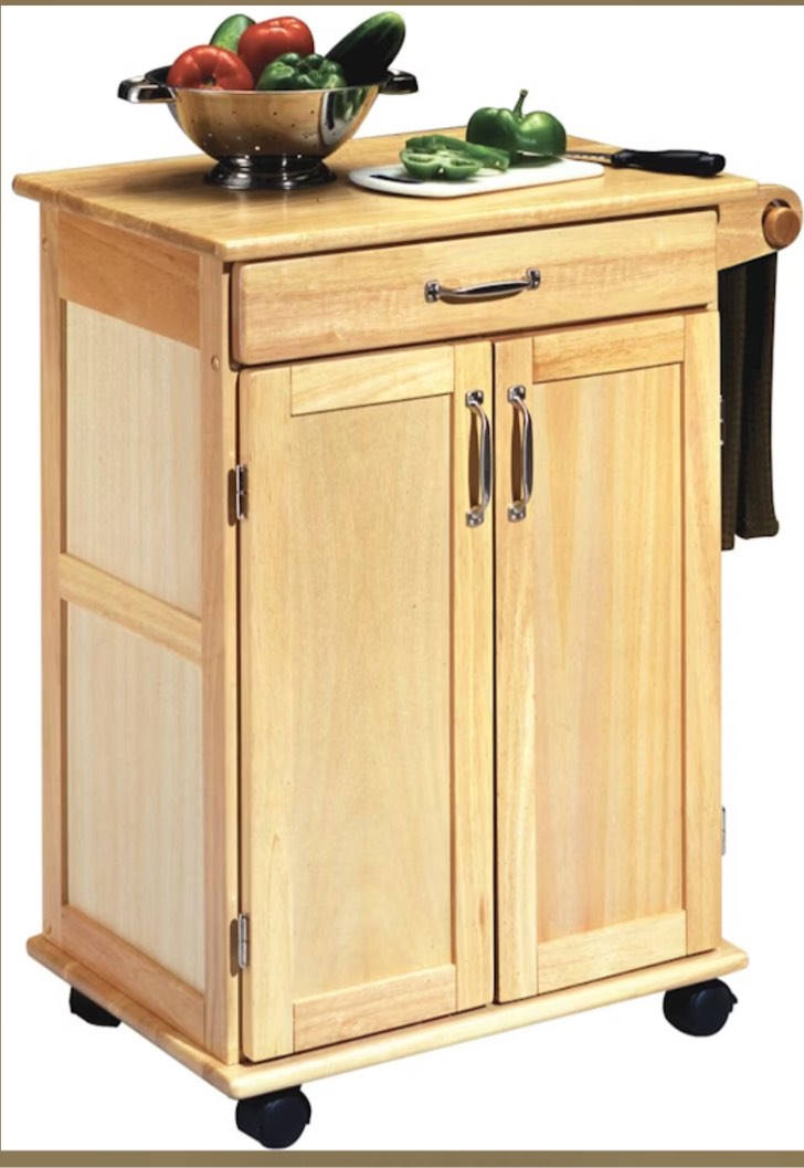 Natural Wood Kitchen Cart with Storage Homestyles