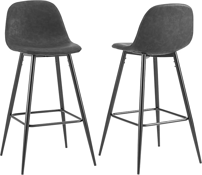 Crosley Furniture CF501629-BK Weston Bar Stool (Set of 2), Distressed Black/Matte Black
