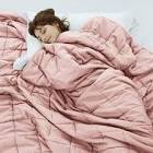 weighted idea weighted blankets for adults (coral pink,48"x72",20lbs) breathable twin blanket with premium glass beads heavy soft throw blanket for all-season