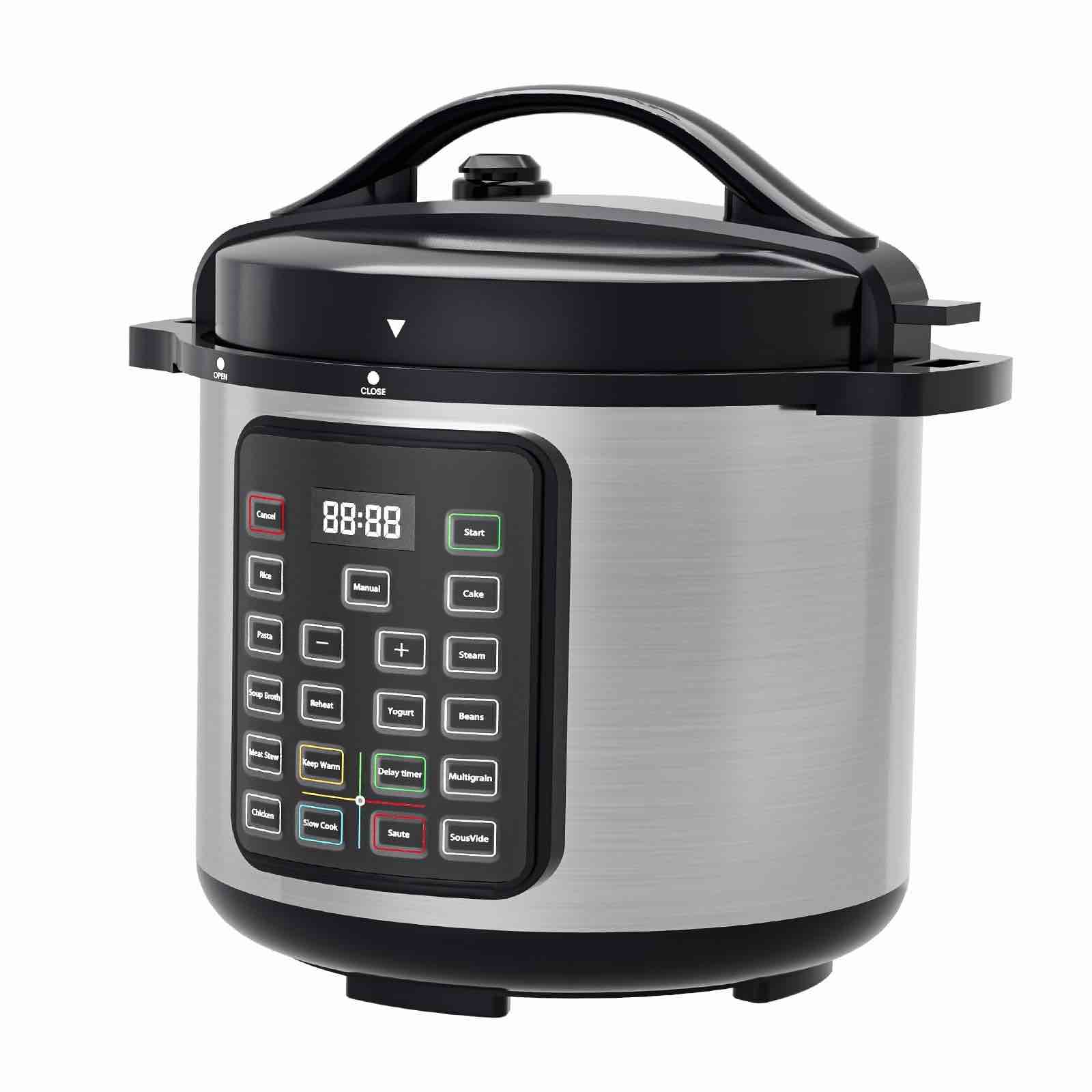 stainless steel electric pressure cooker, 12-in-1 multi electric cookers, for pressure, rice, steamer, yogurt maker, slow cook, new sliver