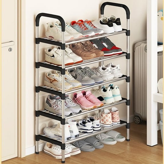 BAOKALER 5-Tier Multifunctional Shoe Rack, Easy-to-Assemble Multi-Layer Shoe Storage Shelf for Hallways, Bedrooms, Bathrooms, Offices, and Living