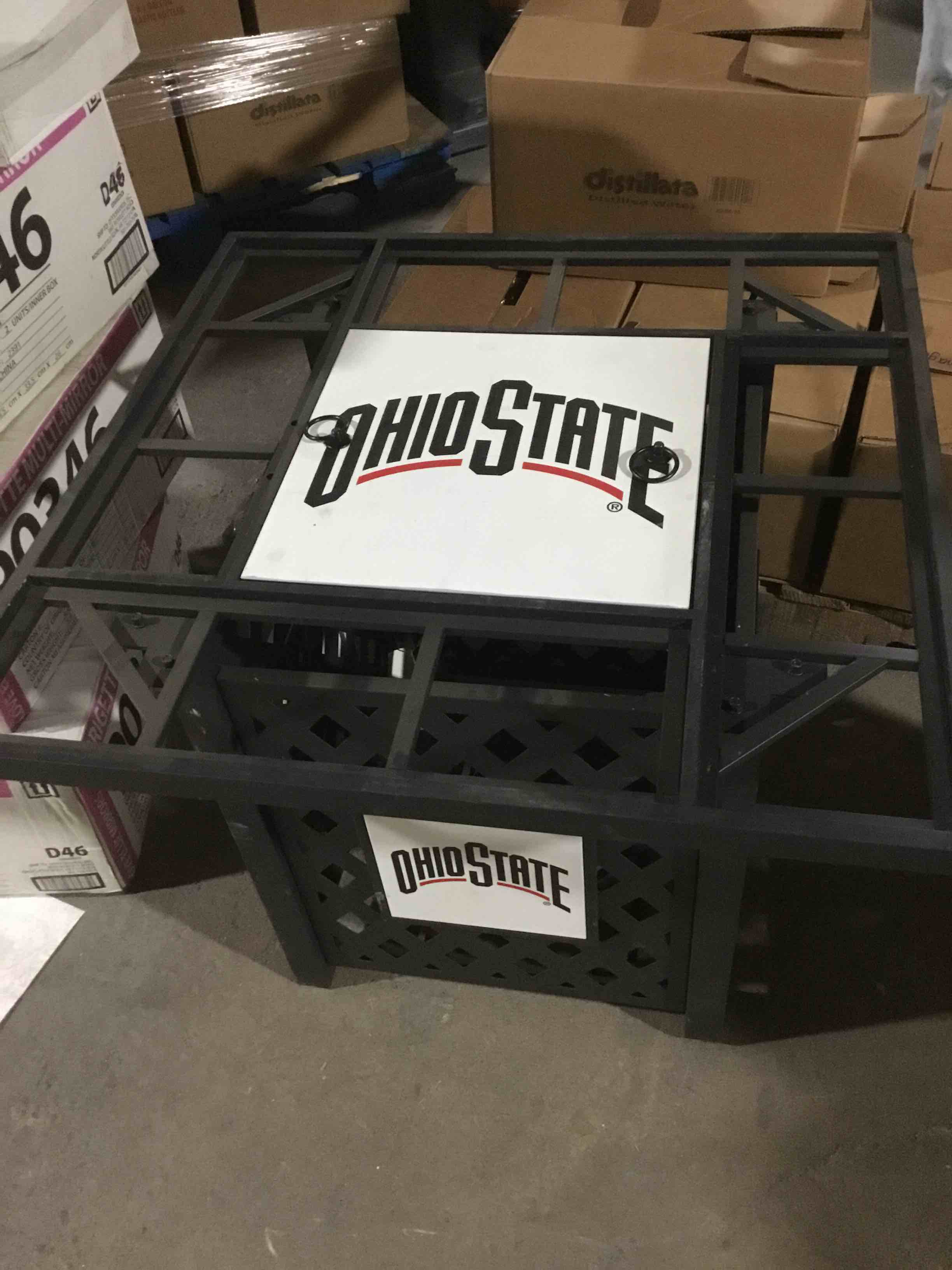 Themed Outdoors NCAA Ohio State University Officially Licensed 30-Inch Propane Gas Fire Pit Table - CSA Certified, 40,000 BTU Outdoor Patio Firepit (Ohio State Bold), Black